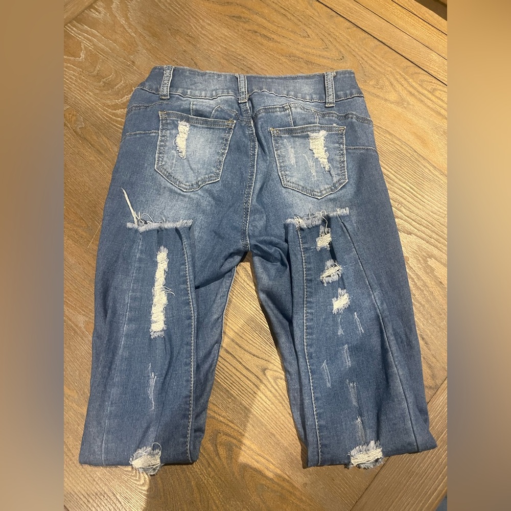 Women’s Distressed Blue Skinny Jeans - Picture 3 of 5
